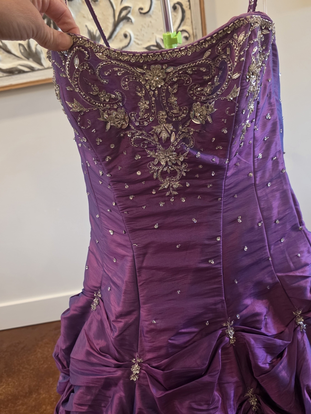 Tiffany Designs Size 14 Purple Beaded Corset Ball Gown Formal Prom/Pageant Dress - Picture 8 of 14